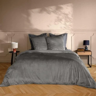 Image de douceur d&#039;intérieur, Parure 3 Pièces (240 x 220 cm) Velina Anthracite, 100% Polyester