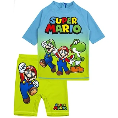 Image de Super Mario Maillot de Bain Boys UV50 Soleil Deux Pièce Haut &amp; Shorts Cos 5 6 Ans
