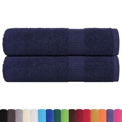 Image de VidaXL serviettes de bain 2 pcs bleu marine 100x150 cm 100% coton, serviette, ensemble bain, serviette 136788