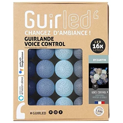 Image de GuirLED Guirlande lumineuse boules coton LED USB Commande Vocale Amazon Alexa &amp; Google Assistant Programmable à l&#039;infini Chargeur double 2A inclus 16 Byzantin