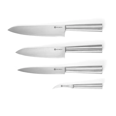 Image de HENDI Set de couteaux cuisine, 4 pièces, compris couteau chef, à découper, éplucheur, poignée ergonomique, résistante la corrosion, lames durables, en une seule pièce d&#039;acier inoxydable
