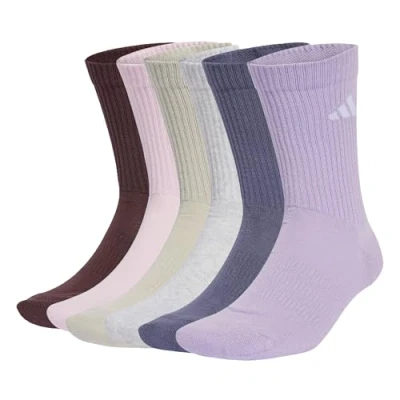 Image de adidas Mixte CUSHIONED CREW SOCKS 6 PAIR PACK, Aurora Ruby/Preloved Violet/Powder Plum/Light Grey Heather, 8.5 10