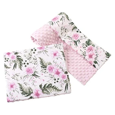 Image de Couverture bébé avec Oreiller 100% Coton Minky pour Enfants Bilatéral 75x100 + 35x30cm Ensemble Multifonctionnel Un lit Medi Partners