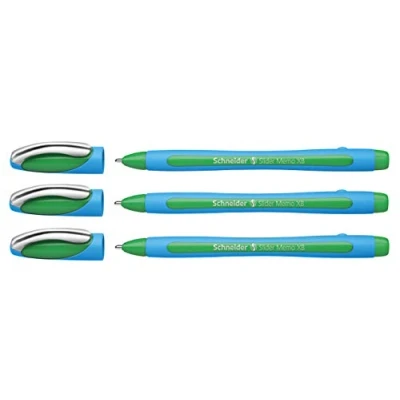 Image de Schneider Slider Memo XB Lot de 3 stylos à Bille avec Capuchon, Largeur Trait XB, Vert, 3er