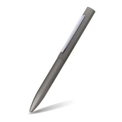Image de Online stylo à bille OCTOPEN gris I mécanisme tournant en aluminium forme octogonale recharge internationale de grande capacité écriture bleue, indélébile 1 pièce (paquet 1)