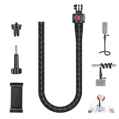 Image de Neewer Support Téléphone Flexible avec Caméra Magnétique à Dégagement Rapide Compatible GoPro Insta360 DJI Action 4 iPhone,Perche Selfie Pliable pour Panier/Poussette/Salle Sport,GP 17