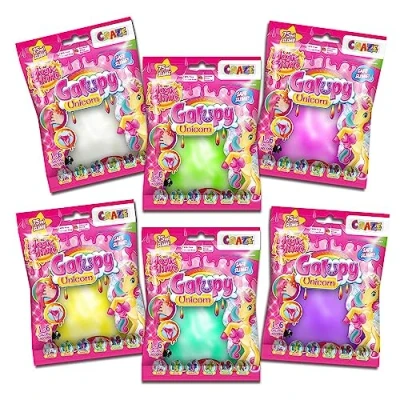 Image de CRAZE Magic Slime Licorne Enfant Set de 6 Sachets 75ml, kit coloré avec Figurine Surprise à l&#039;intérieur Jouet Fille
