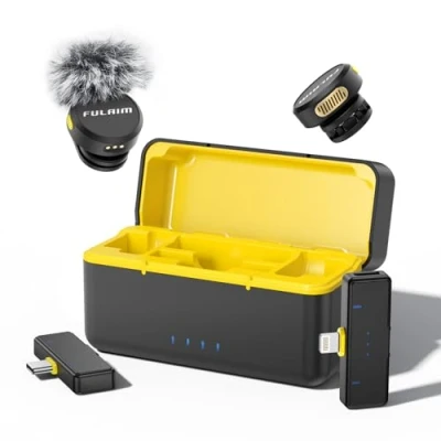 Image de FULAIM Micro Cravate sans Fil pour iPhone/Android/PC, Mini avec Suppression du Bruit et Autonomie de 32 Heures, l&#039;enregistrement Vidéo, Le Podcast, Vlogging Youtube