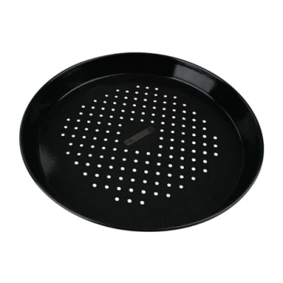 Image de 9206 FM Professional plaque à pizza perforée ronde, plat perforé, four, barbecue, Acier émaillé, Noir, 32 x 3 cm