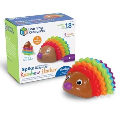 Image de Learning Resources Spike le hérisson de motricité fine, Récipients arcen ciel à empiler 6 pièces, partir 18 mois, jouet et compter pour les tout petits, jouets Montessori