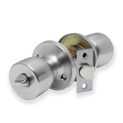 Image de XFORT Lot de poignées boutons Privacy Knob en chrome satiné, serrure porte au design tulipe pour portes intérieures avec mécanisme verrouillage Turn Snib.