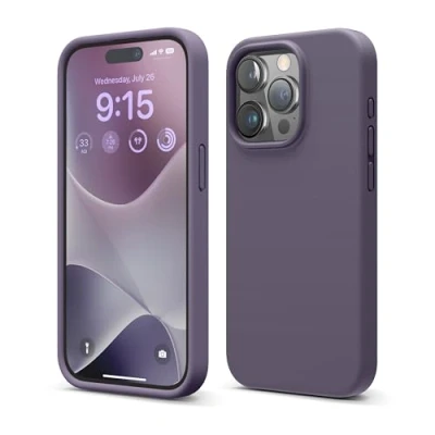 Image de elago Coque Silicone Liquide Compatible avec iPhone 15 Pro, Qualité Supérieure, Protection Intégrale [Structure Antichoc 4 Couches], Doublure Microfibre Douce Anti Rayures (Lavande Intense)