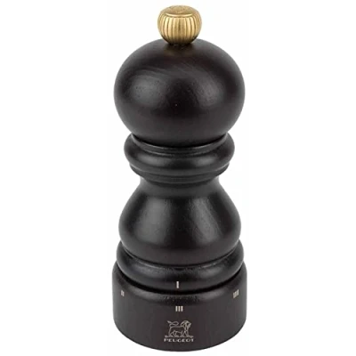 Image de PEUGEOT Moulin à Sel Paris u&#039;Select 12 cm + Gemme Inclus 6 Réglages de Moutures Prédéfinies En Bois Labellisé PEFC Fabrication Française Coloris Chocolat