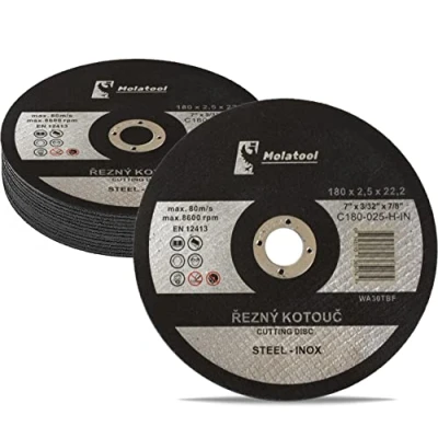 Image de Molatool lot de 10 disques à tronçonner standard 180 x 2,5 22,2 mm pour métal, acier, acier inoxydable/inox, flexibles meuleuse d&#039;angle