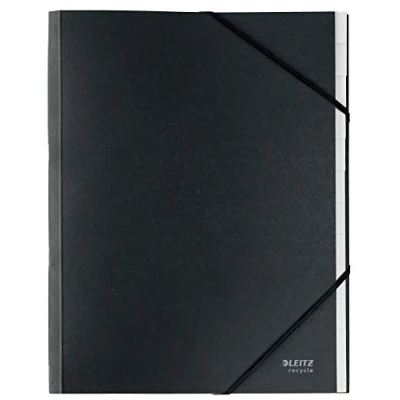 Image de Leitz A4 Trieur en Carton, Index Intégré avec 12 Compartiments, Fermeture à Bande Élastique, 100% Recyclable, Écologique, Recycle, Noir, 39150095