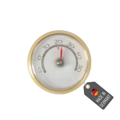 Image de Lantelme Thermomètre de réfrigérateur rond bimétallique Affichage la température 10 C à 50 Analogique Diamètre : 5,2 cm Couleur doré autocollant inclus Pour