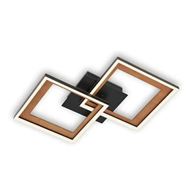 Image de BRILONER plafonnier LED, gradation progressive, LED orientable, cadre contre dépouille, noir bois, 440x440x80 mm