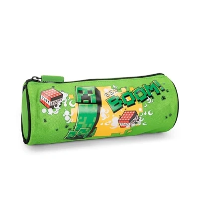 Image de Minecraft Trousse d&#039;école officielle Minecraft, étui de poche, léger et compact, facile à transporter ranger dans le sac dos, avec fermeture glissière pratique, 22 x 8 cm, vert noir,