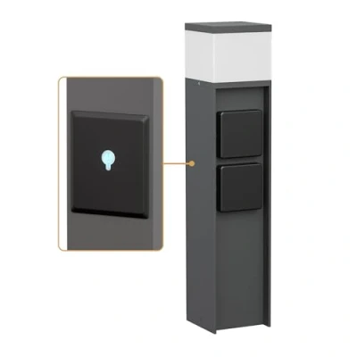 Image de ledscom.de Lampe de chemin/Borne d&#039;éclairage/Lampe jardin POMI pour l&#039;extérieur, IP44, Smart Home, WLAN, Alexa, 39 cm, anthracite, 1x G9 max. 10W, 2 prises, longue durée vie, convivial,