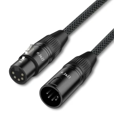 Image de J&amp;D Câble DMX XLR 5 Broches, DMX512 Mâle Broches vers Femelle 512 Turnaround d&#039;Éclairage de Scène, Bleu, 1,5 m