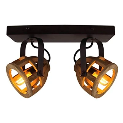 Image de Brilliant lampe Matrix Wood poutres spot 2 fl. noir / naturel 2x D45, E14, 40W, Convient aux lampes à suspension non incluses Têtes pivotantes LED