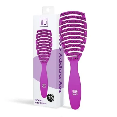 Image de T4B Ilu My Happy Color Brosse Démêlante pour Peigner et Lisser les Cheveux Secs Humides Longs Courts Haute Qualité en Poils Synthétiques Violet