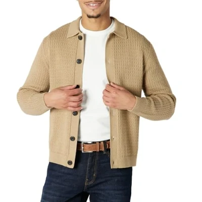 Image de Amazon Essentials Pull Cardigan Décontracté avec Col Homme, Fauve Chiné, XXL