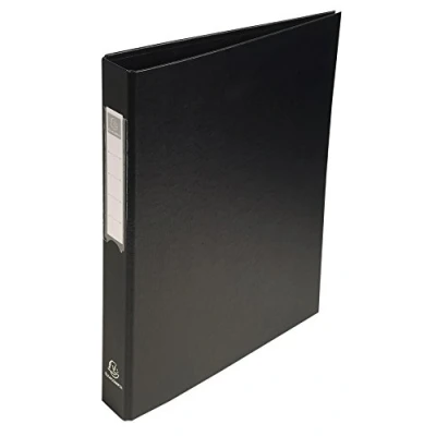 Image de Exacompta Réf. 51381E 1 classeur remborde polypropylene 4 anneaux ronds de 25mm sur 3eme couverture noir