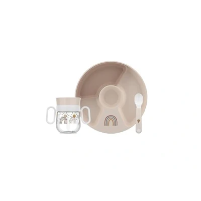 Image de Mepal Ensemble de vaisselle pour bébé 3 pièces Mio Comprend une tasse à bec étanche, et assiette cuillère d&#039;entraînement Va au lave sans BPA Sunshine &amp; Rainbow