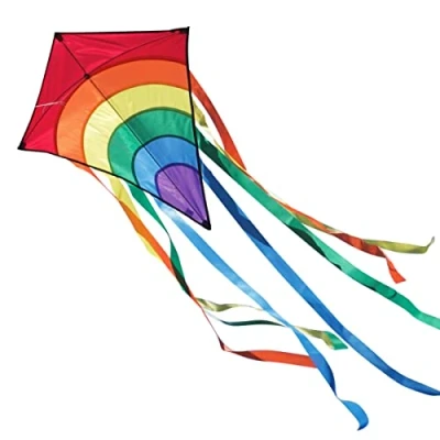 Image de CIM Cerf Volant monofil Rainbow Eddy Red pour Enfants à partir de 3 Ans Dimensions : 65x74cm INCL. Ligne 80m, 8 queues Multicolores 105cm