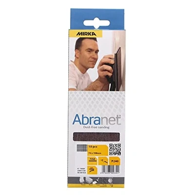 Image de MIRKA Abranet Bande abrasive en filet 70x198 mm autoagrippant grain P240 10 pces pour poncer le bois, mastic, la peinture, plastique AE150F1025