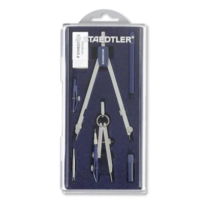 Image de Staedtler Mars Basic 559 Compas Technique De Précision + Tire Ligne Et Manche Balustre Avec Élément Mine Set 7 Pièces