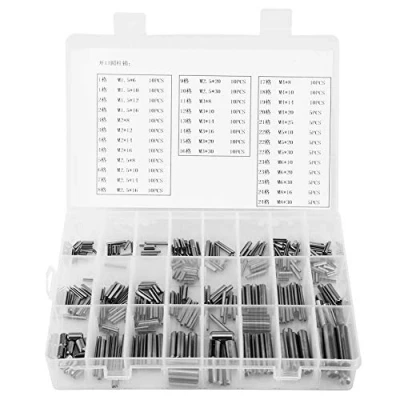 Image de Samfox 280 Pièces Assortiment de Goupilles Élastiques Acier Inoxydable Pins Set M1.5 M2 M3 M4 M5 M2.5 M6 M8 avec La Boîte pour Fixation