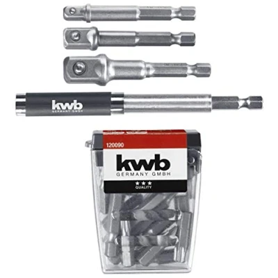 Image de kwb Jeu d&#039;embouts 23 pièces, y compris adaptateur de douille et porte embouts 80 mm/extensible à 118 mm pour visseuse sans fil, clé carrée