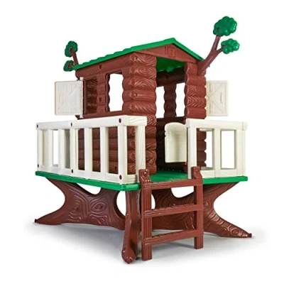 Image de FEBER House on Tree, Maison d&#039;arbre, cabane de Jeux pour Enfants en Forme avec Petit Balcon, à partir 3 Ans