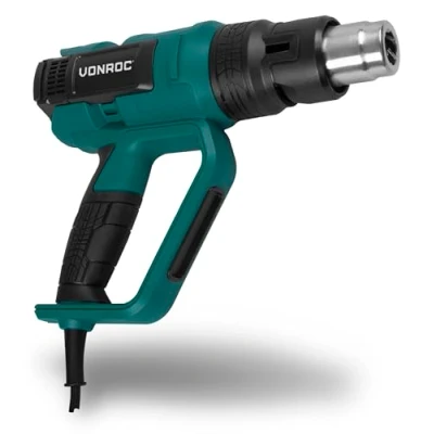 Image de VONROC Décapeur Thermique Professionnel Pistolet à Air Chaud 2000W 60 Températures, 5 Positions Débits d&#039;Air Revêtement Véhicule, Séchage Peinture, Accélérer Fixation 4 Buses Incluses