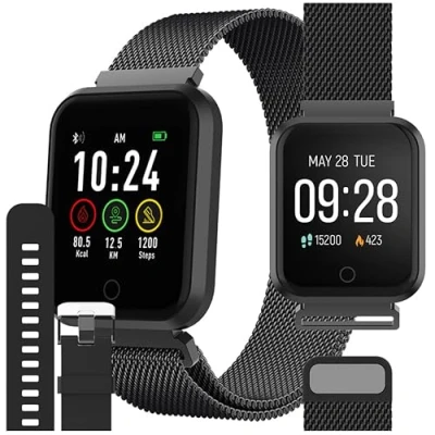 Image de Forever Montre connectée avec Bluetooth, moniteur de fréquence cardiaque, sommeil, d&#039;activité, tracker d&#039;activité étanche IP65 Neuf