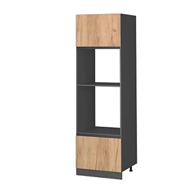 Image de Vicco Armoire Micro Ondes R Line, Chêne de Force doré/Anthracite, 60 cm J Shape
