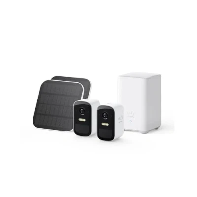 Image de eufy Security eufyCam Kit 2C 2 caméras avec panneau solaire Caméra de sécurité extérieure sans fil Système domestique Compatibilité HomeKit HD 1080p IP67 Vision nocturne en couleur