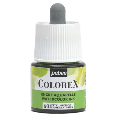 Image de Pébéo Encre Colorex 45 ML Vert Fluo Aquarelle Rendu Velouté Dessin Multi outil Tous Supports