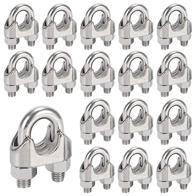 Image de 20 Pièces Serre Cable Acier M5 Inox 304 U Boulon Clip de Câble Métalliques pour Métallique en 5 mm Corde