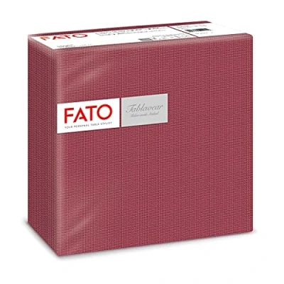 Image de Fato, serviettes en papier, airlaid, effet textile, paquet de 50 serviettes, format 40x40 pliées 4, décor Shade Bordeaux