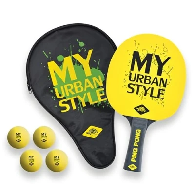 Image de Donic Schildkröt My Urban Style 400 Set de Raquette Tennis Table Mixte Enfant, Noir/Jaune, ‎Taille unique