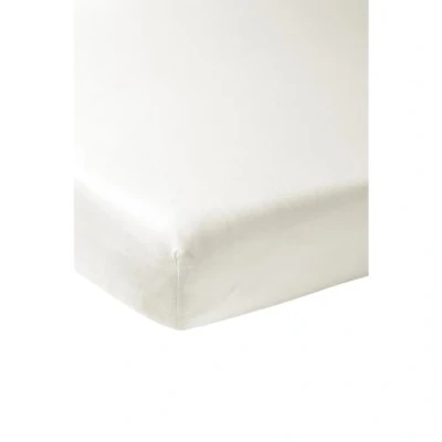 Image de Meyco Home Basic Jersey Uni Double Sheet (Drap en qualité Doux, 100% Coton, Ajustement Parfait grâce à Un Cordon élastique Tout Autour, Taille : 140 x 200 cm), Blanc Chaud