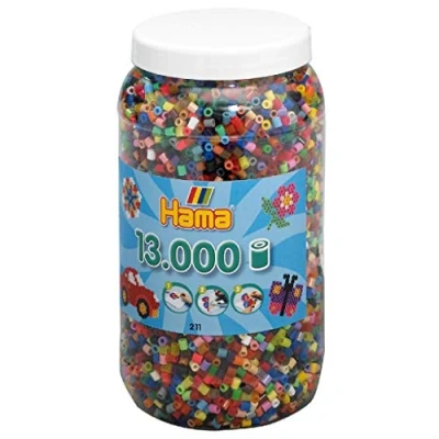 Image de Hama perles 211 68 à repasser XXL Boîte d&#039;environ 13 000 midi multicolores d&#039;un diamètre de 5 mm en 62 couleurs, plaisir créatif pour petits et grands
