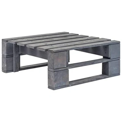 Image de vidaXL Repose Pied Palette de Jardin Gris Pouf Tabouret Table Basse Salon Bois