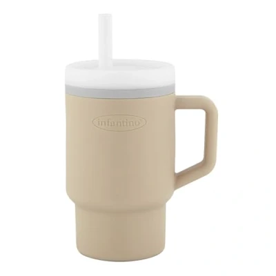 Image de Infantino Ma Première Tasse Adorable 255ml avec Paille Antifuite et Poignée Adaptée aux Tout Petits, Favorise l&#039;Hydratation, Facile à Nettoyer, Sable