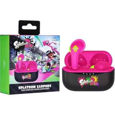 Image de OTL Technologies Ecouteurs sans Fil Bluetooth V5.0 pour Enfant Splatoon 2 avec boîtier de Chargement Noir/Rose