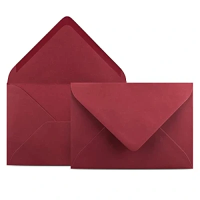 Image de Colours 4 you Lot de 25 Enveloppes DIN C6 Rouge foncé 11,4 x 16,2 cm avec fermeture humide 120 g/m² à rabat pointu sans fenêtre
