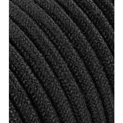 Image de Câble textile pour lampe 2 fils (2 x 0,75 mm²) en coton noir Fabriqué Italie (10 mètres)